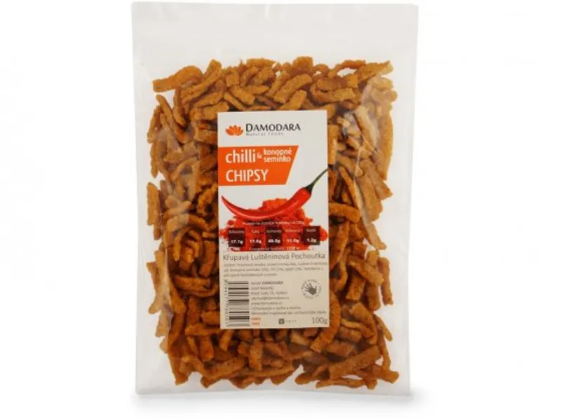 Damodara Chilli chipsy s konopným semínkem 100g